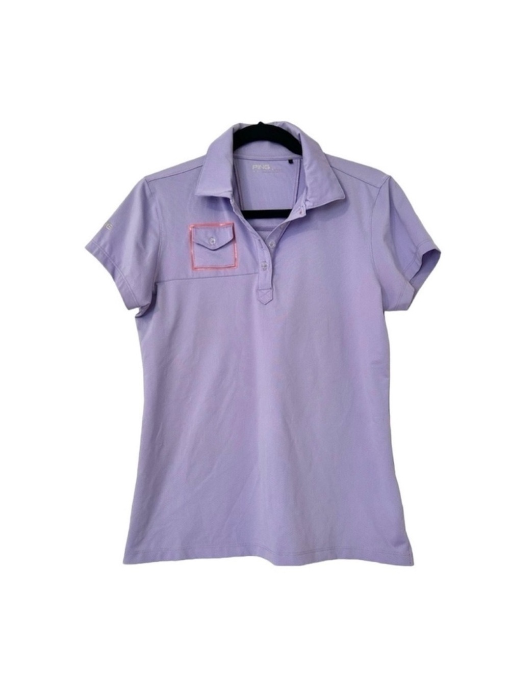 Ping Performance Short Sleeve Pocket Detail Golf Polo Shirt Womens Medium Lilac